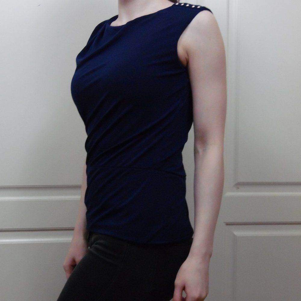 WHBM Royal Blue Top Sleeveless Beaded Embelishment